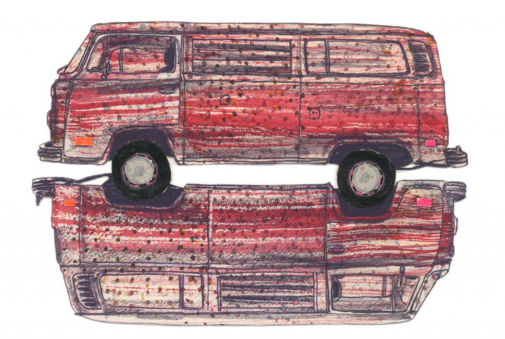                      <em>Van Man,</em> watercolor, gouache & colored pencil, 6.5”x 9.5”