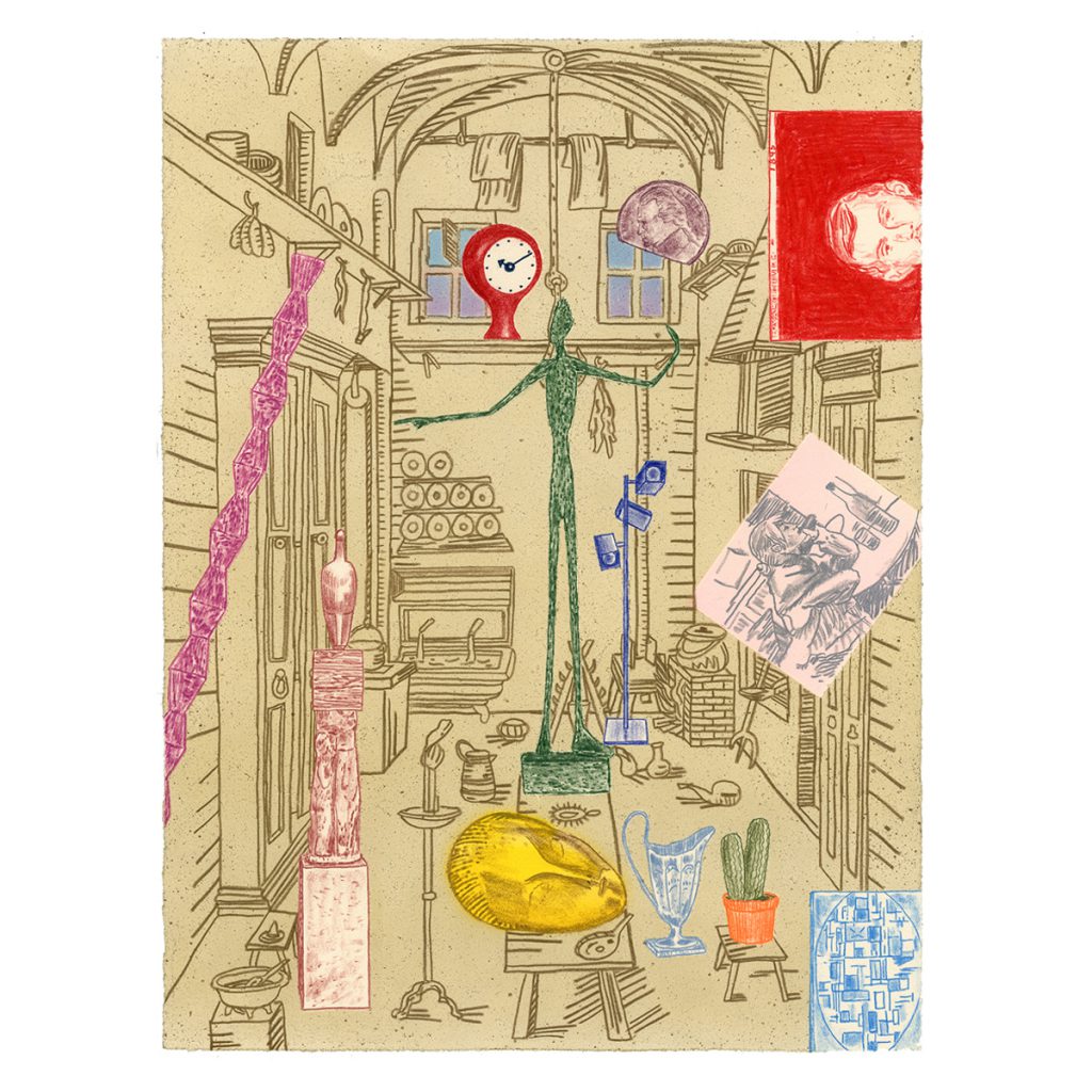                        <em>interior 2,</em> colored pencil & acrylic on paper,
16