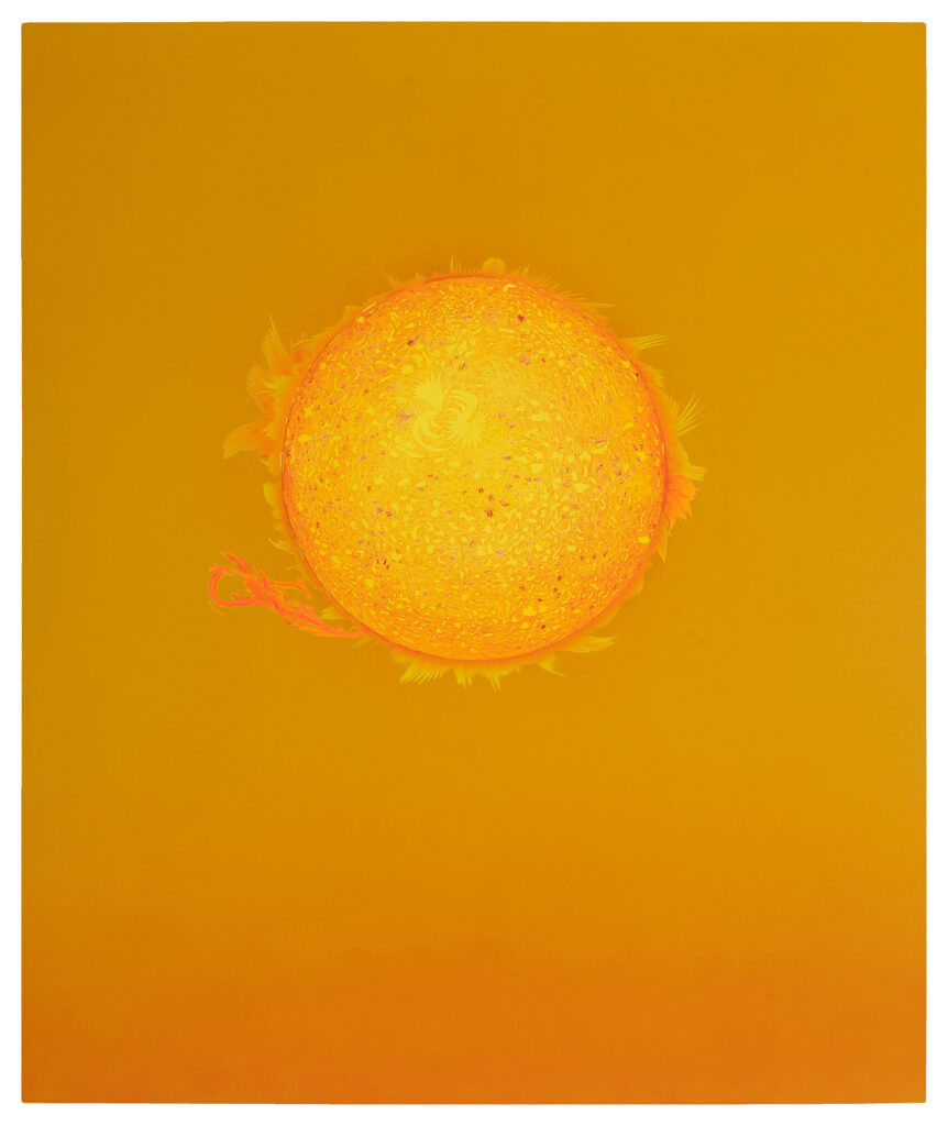   <em>begin with the sun,</em> acrylic on linen, 
62